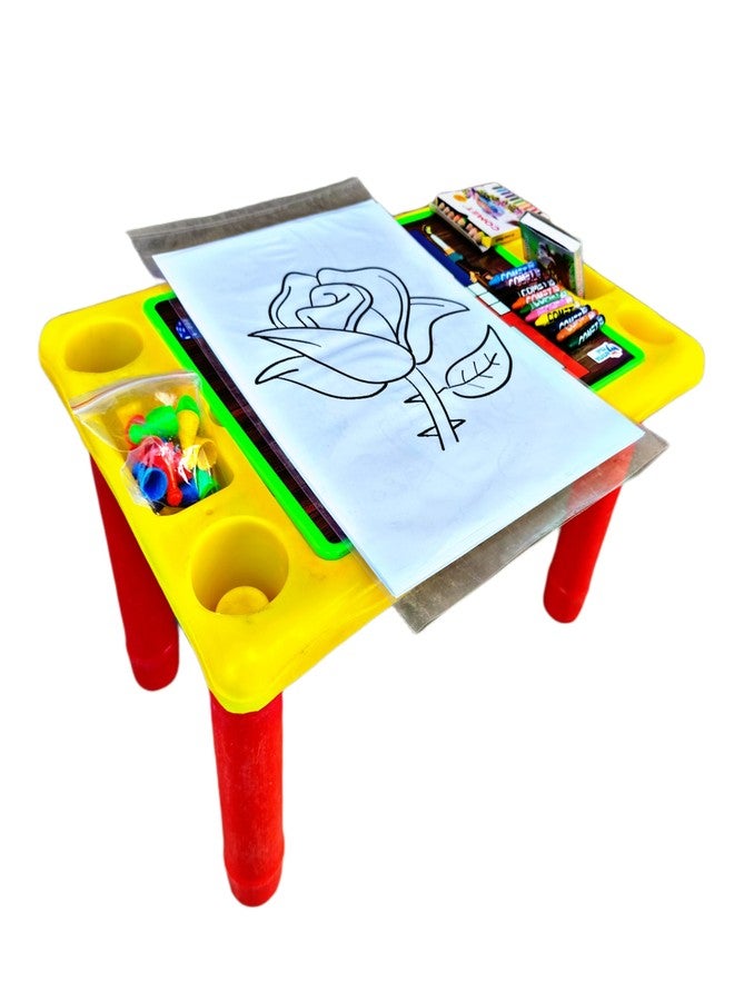 Ruhani Activity Table with Board Game for Drawing, Painting, Sketching and Playing Ludo - Image 2